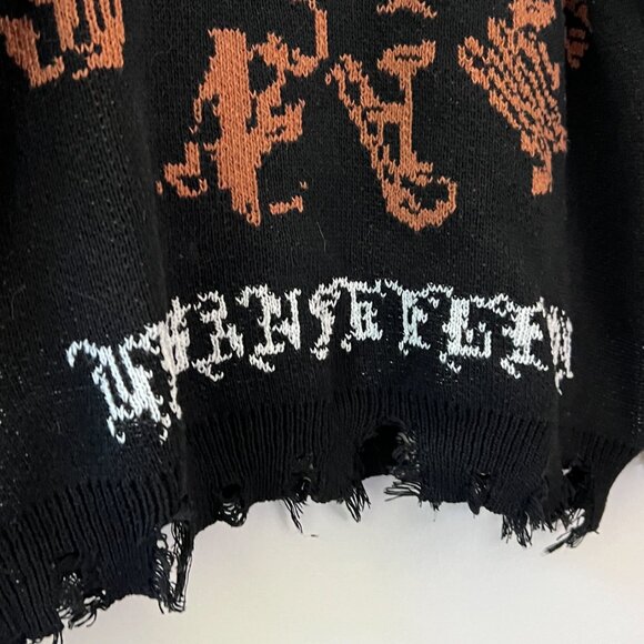 black caged wings skeleton goth distressed sweater - Picture 5 of 8